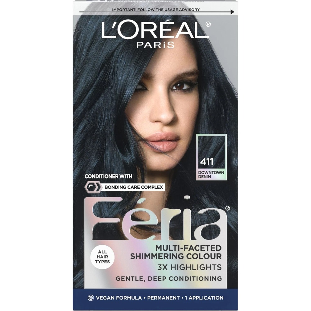 L'Oreal Paris Feria Shimmering Permanent Hair Color, Downtown Denim 411